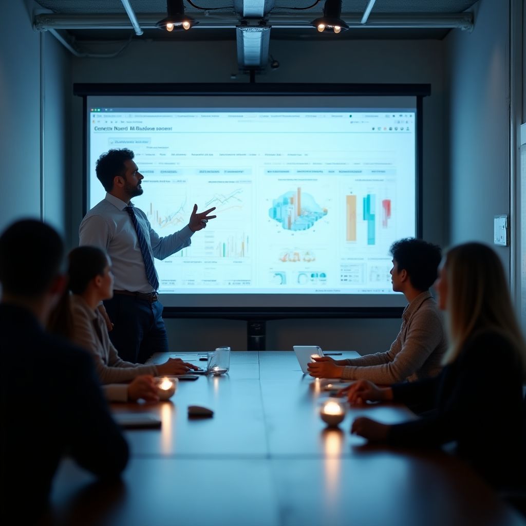 Consultor presentando a un cliente